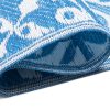 Alfombra Ibiza Plástico Reversible Impermeable Azul Marino Blanco Círculos