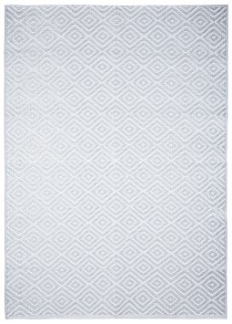 Alfombra Ibiza Exterior Reversible Impermeable Gris Blanco Rombos