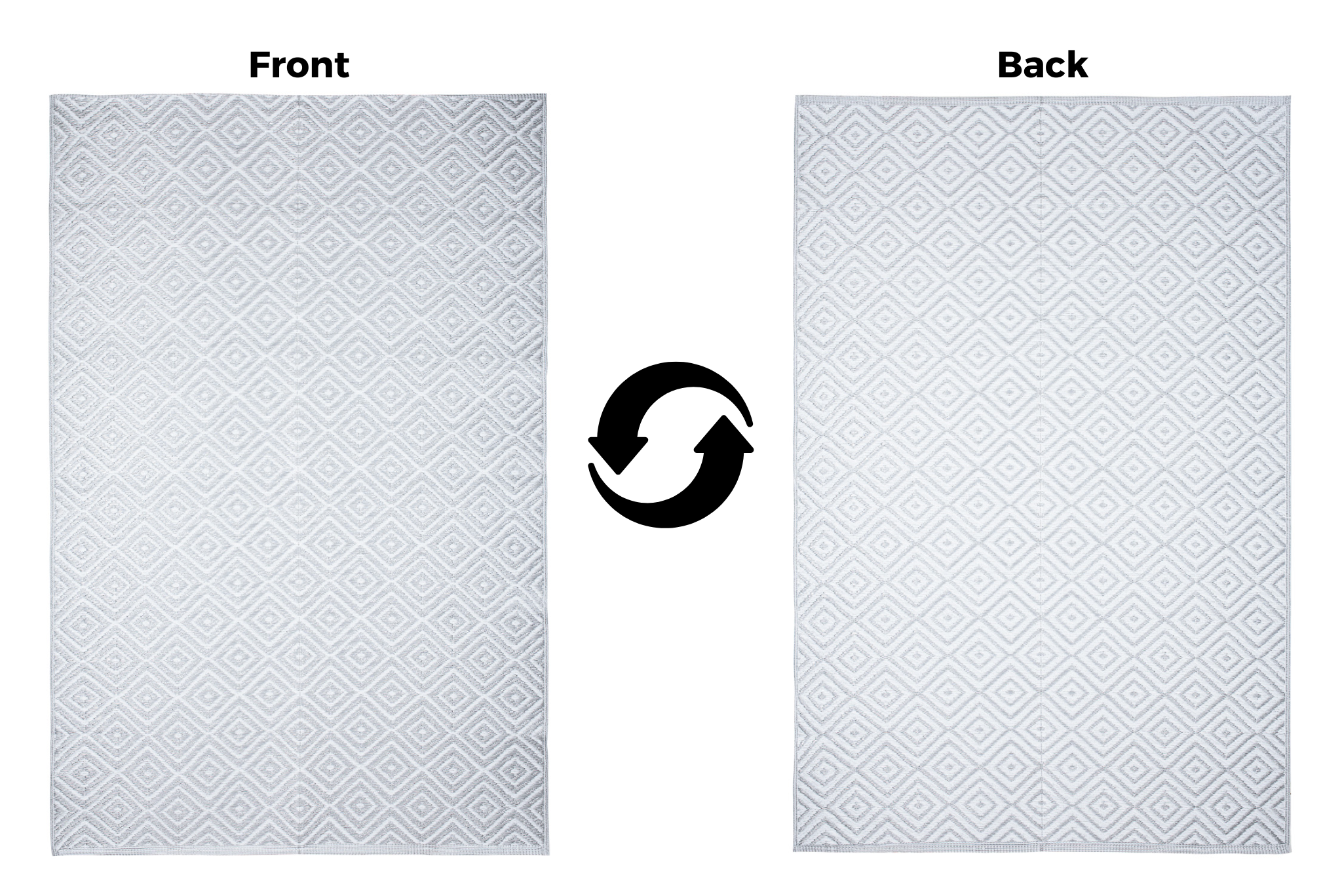 Alfombra Ibiza Exterior Reversible Impermeable Gris Blanco Rombos