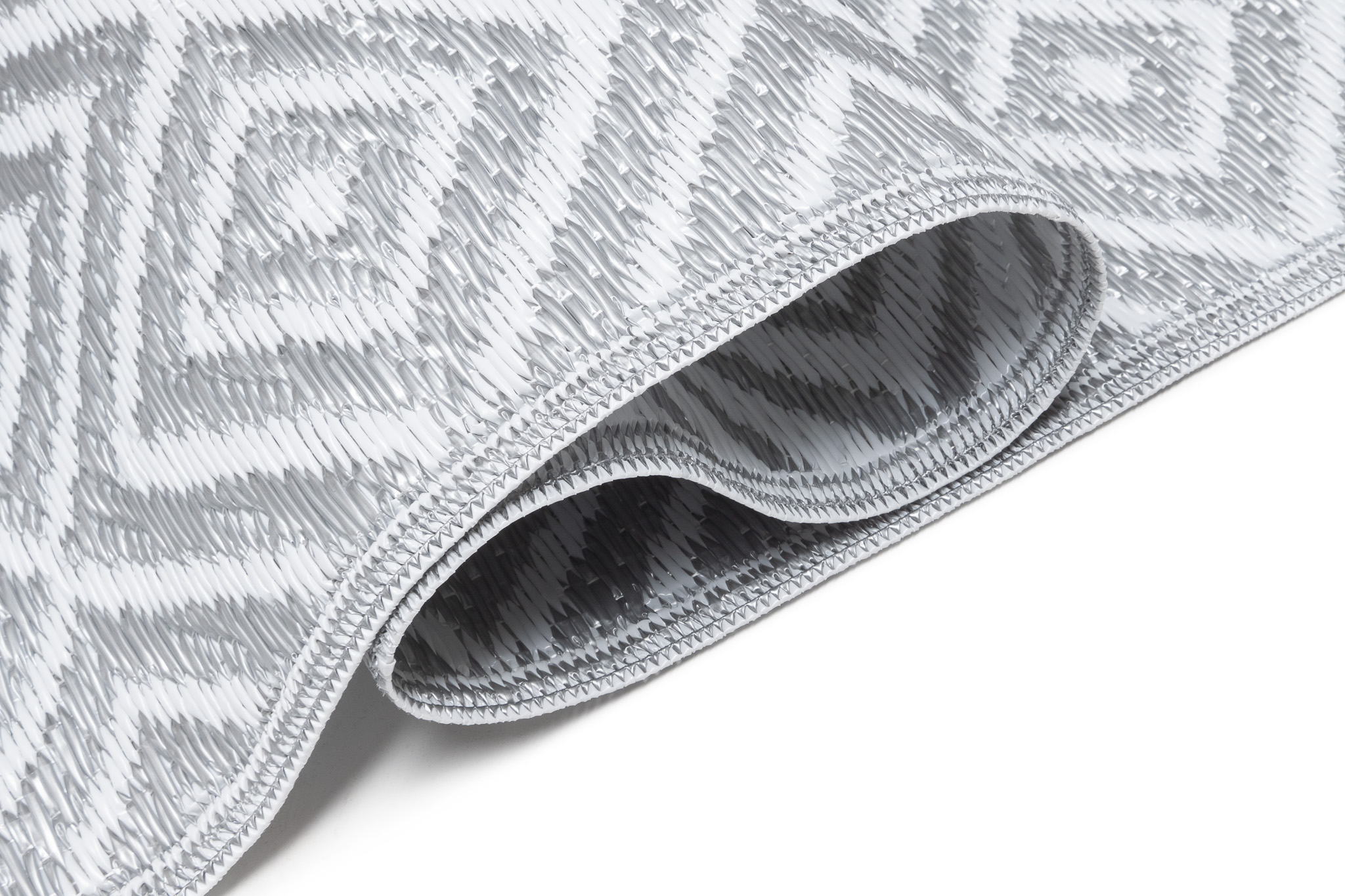 Alfombra Ibiza Exterior Reversible Impermeable Gris Blanco Rombos