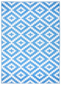 Alfombra Ibiza Exterior Reversible Impermeable Azul Marino Blanco