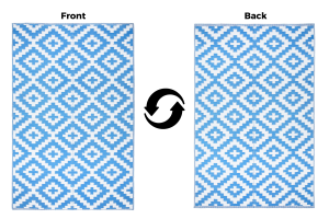 Alfombra Ibiza Exterior Reversible Impermeable Azul Marino Blanco