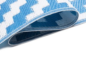 Alfombra Ibiza Exterior Reversible Impermeable Azul Marino Blanco