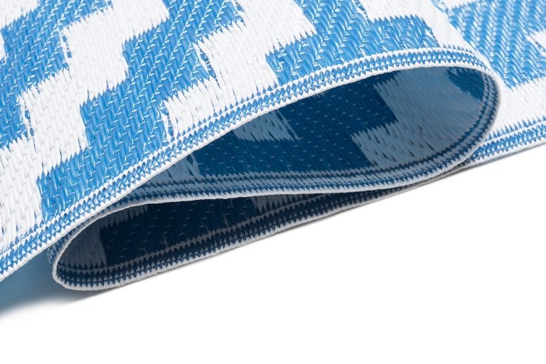 Alfombra Ibiza Exterior Reversible Impermeable Azul Marino Blanco