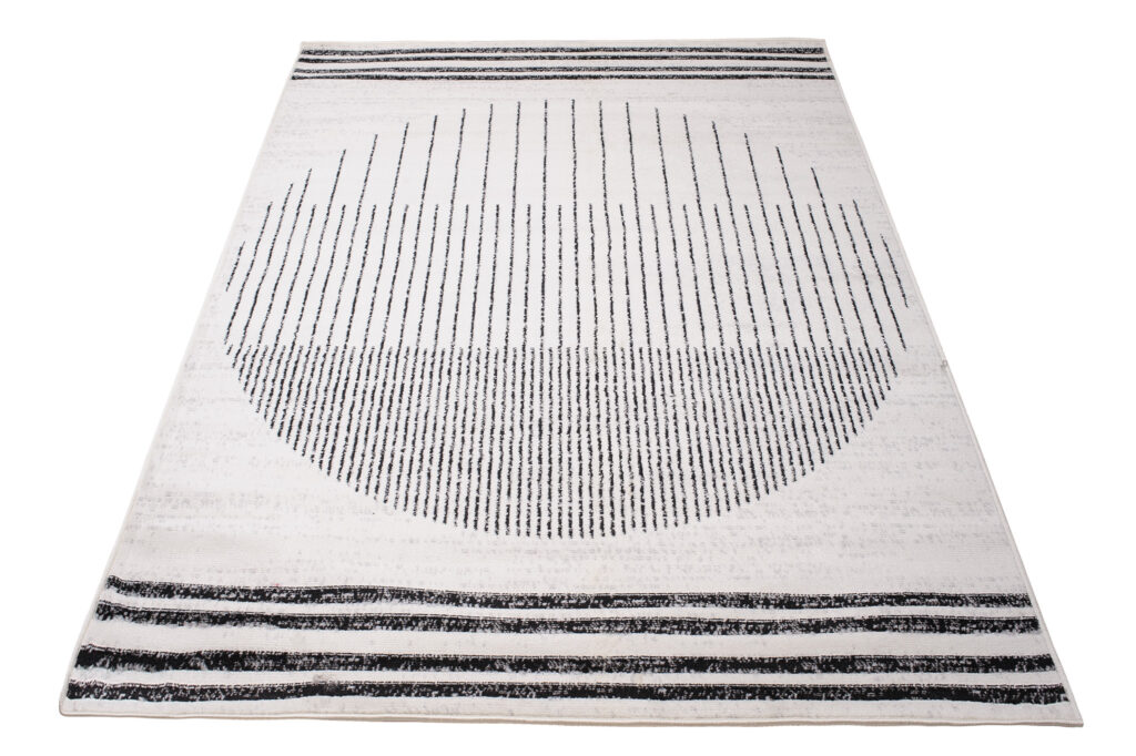 Alfombra Juno Crema Negro Círculo Líneas
