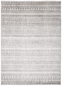 Teppich Juno Kurzflor Ethno Design Grau Creme Schwarz