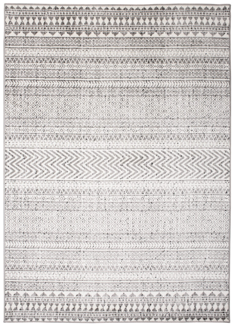 Teppich Juno Kurzflor Ethno Design Grau Creme Schwarz