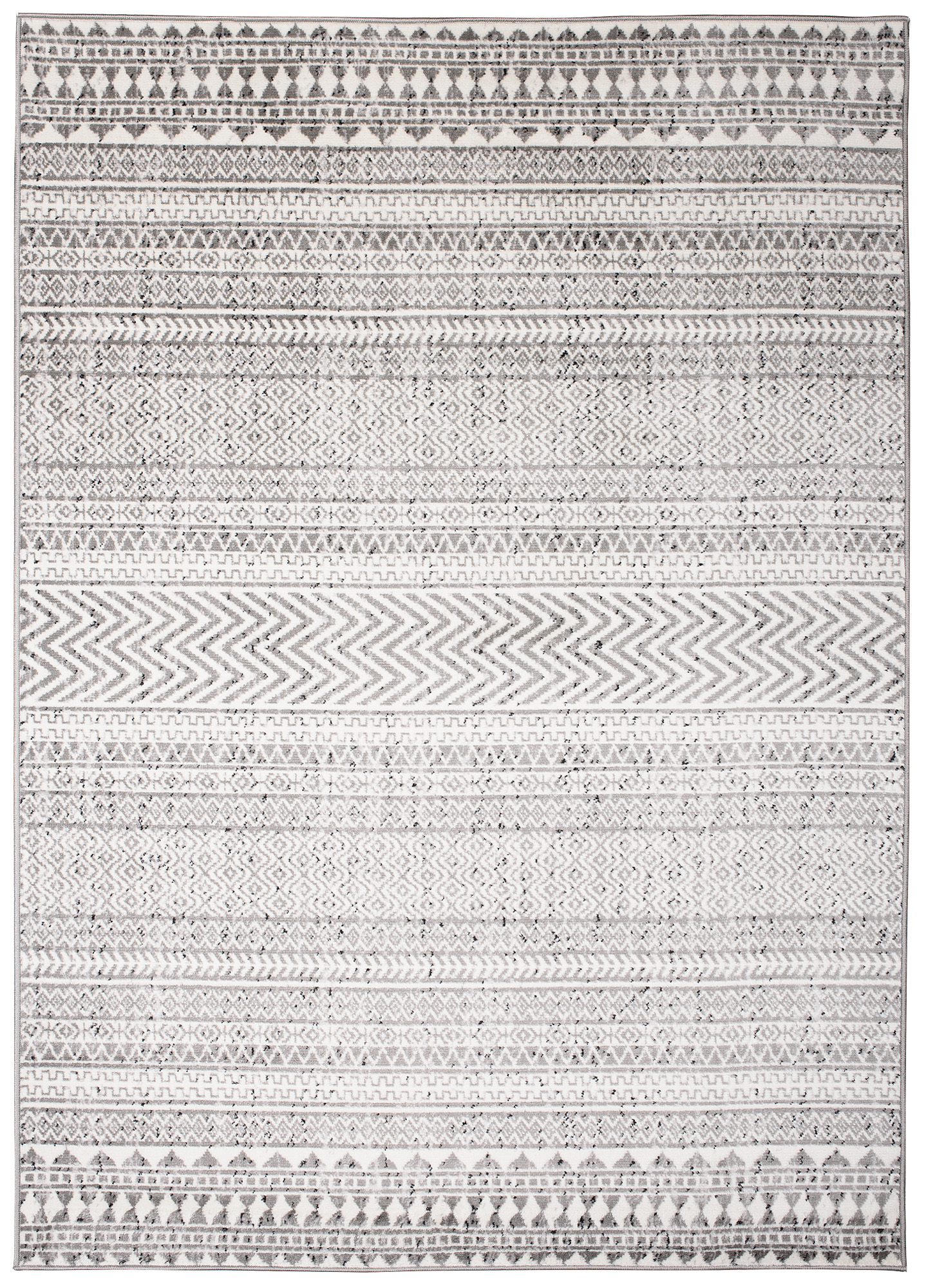 Teppich Juno Kurzflor Ethno Design Grau Creme Schwarz