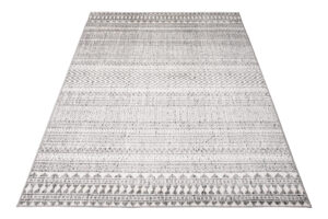 Teppich Juno Kurzflor Ethno Design Grau Creme Schwarz