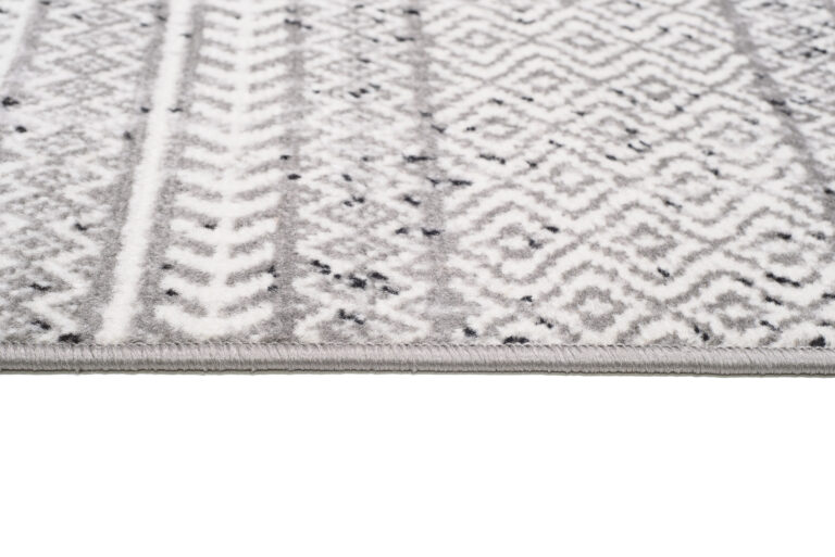 Teppich Juno Kurzflor Ethno Design Grau Creme Schwarz