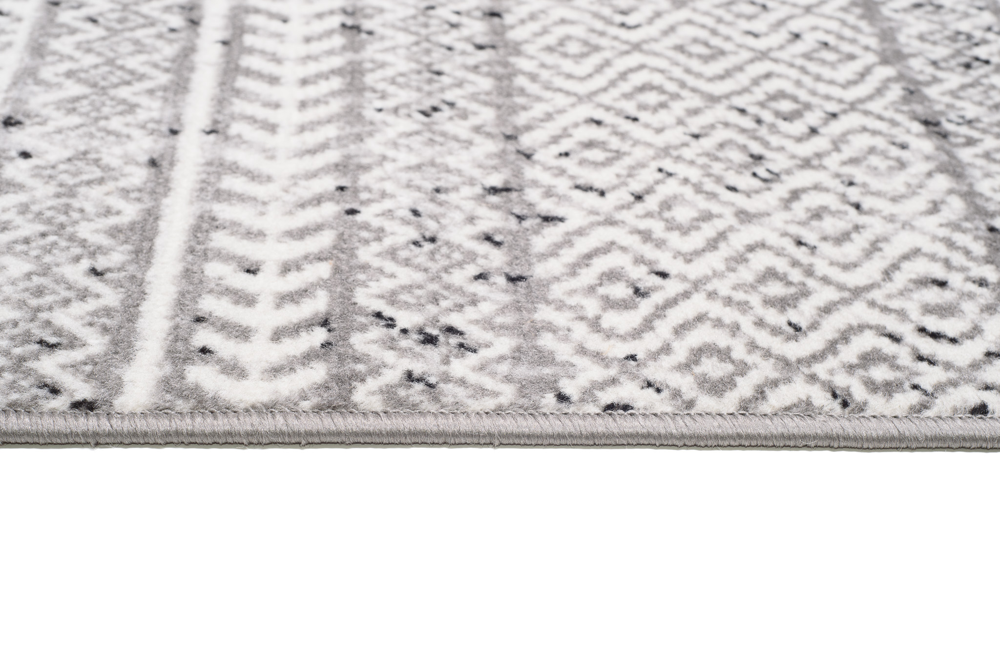 Teppich Juno Kurzflor Ethno Design Grau Creme Schwarz