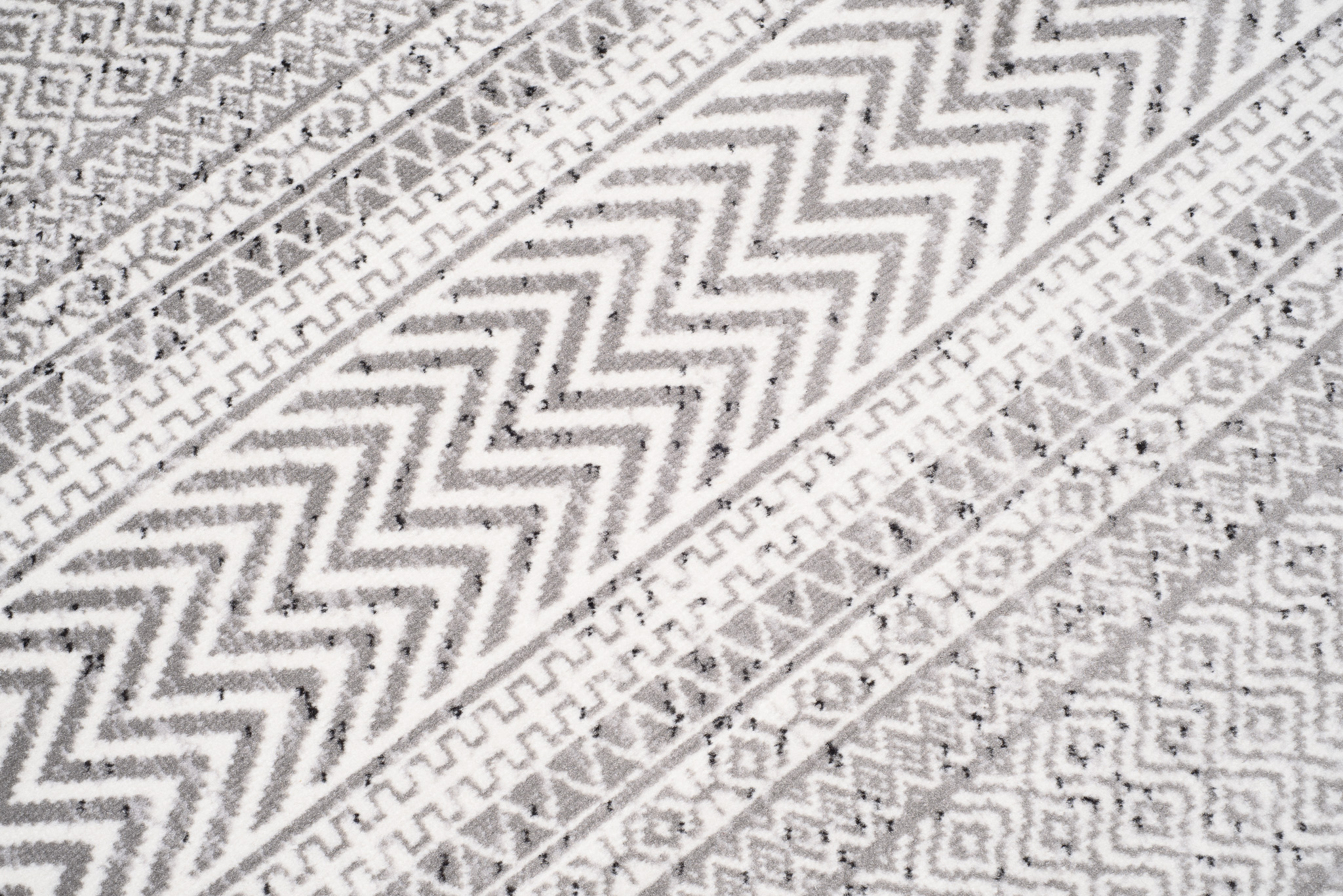 Teppich Juno Kurzflor Ethno Design Grau Creme Schwarz