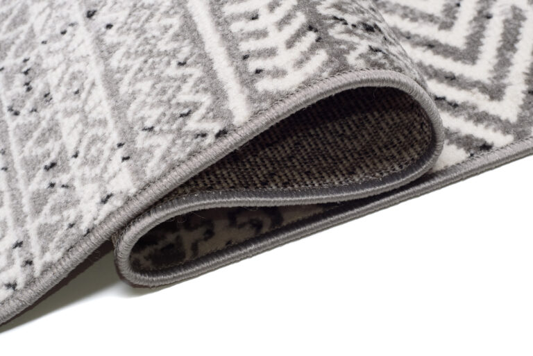 Teppich Juno Kurzflor Ethno Design Grau Creme Schwarz