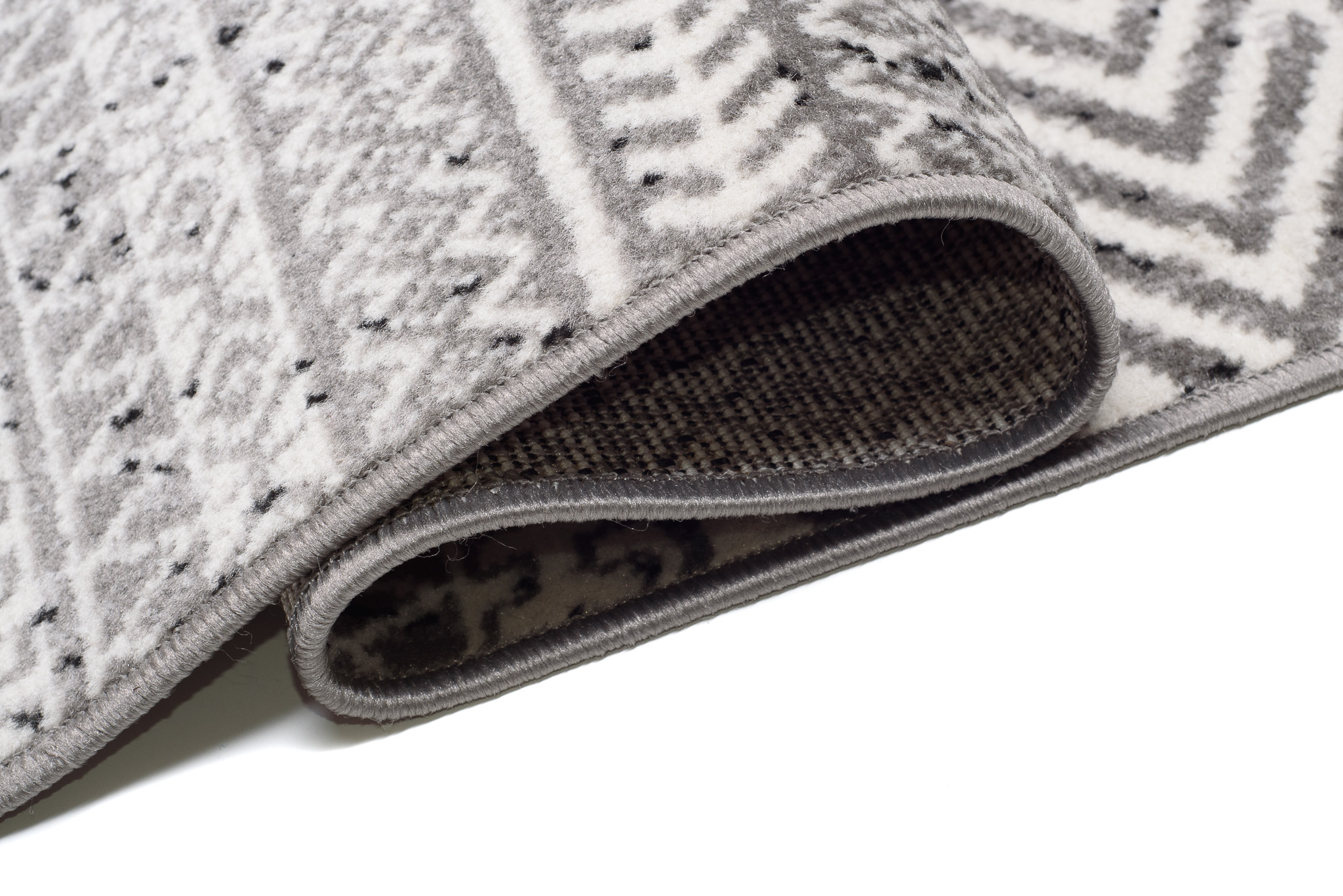 Teppich Juno Kurzflor Ethno Design Grau Creme Schwarz