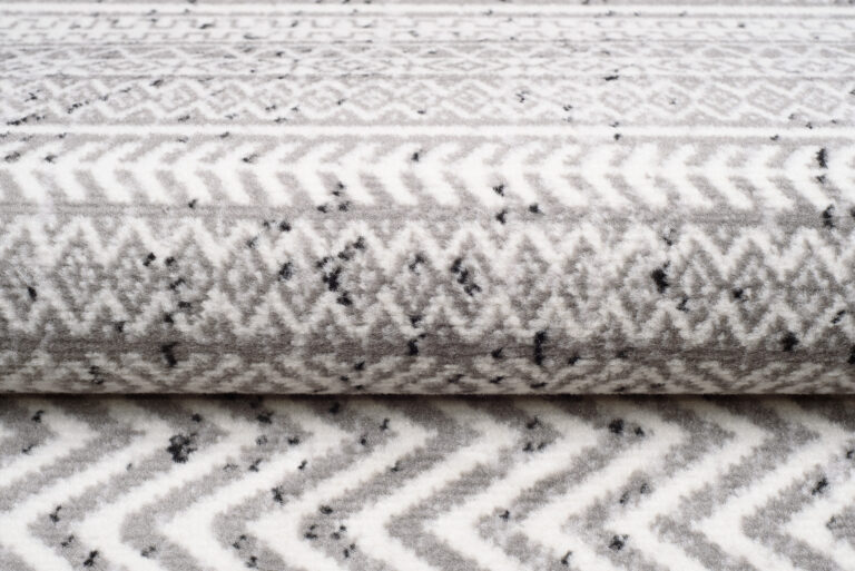 Teppich Juno Kurzflor Ethno Design Grau Creme Schwarz