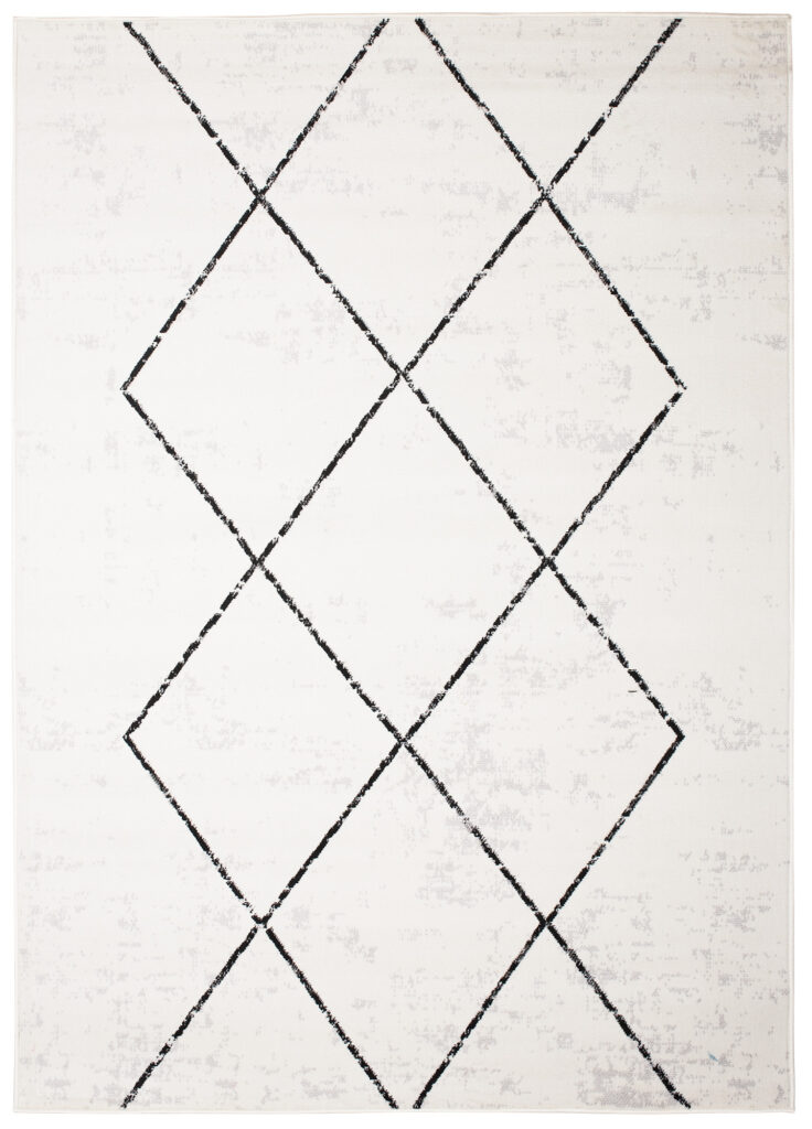 Alfombra Juno Crema Negro Geométrico Rombos