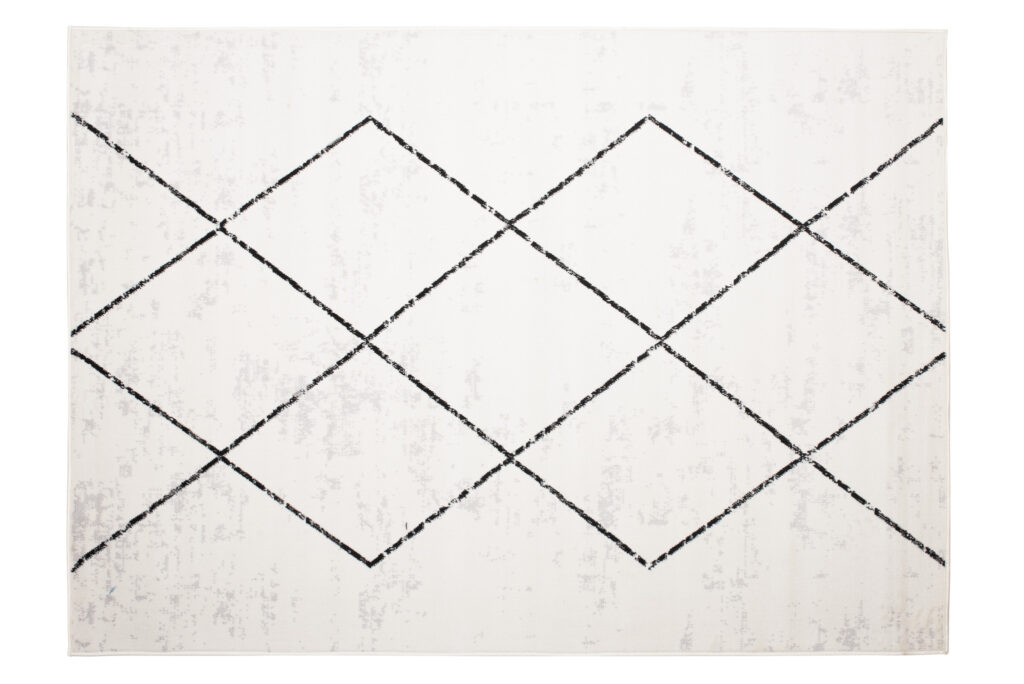 Alfombra Juno Crema Negro Geométrico Rombos