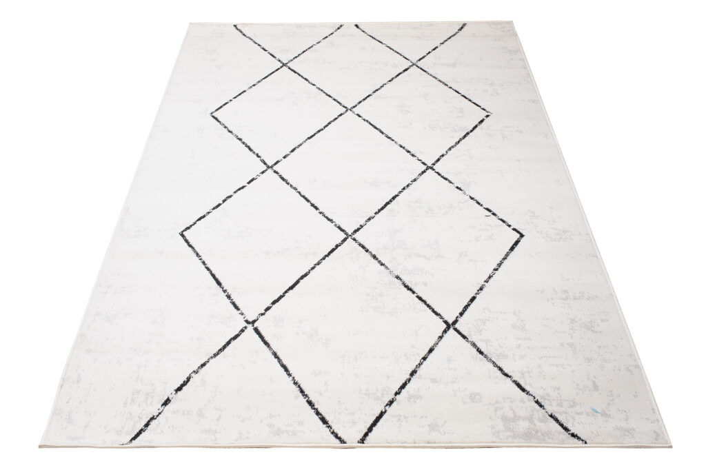 Alfombra Juno Crema Negro Geométrico Rombos