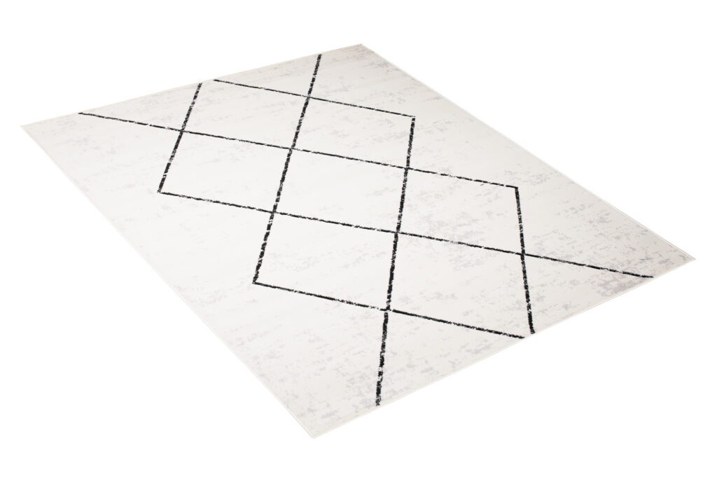 Alfombra Juno Crema Negro Geométrico Rombos