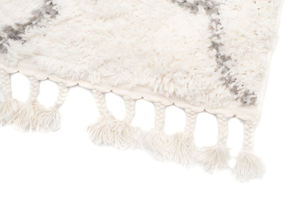 Alfombra Boho con Borlas Crema Trébol Marroquí