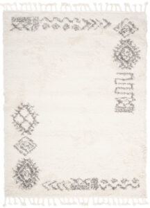 Alfombra Boho con Borlas Crema Étnico Shaggy