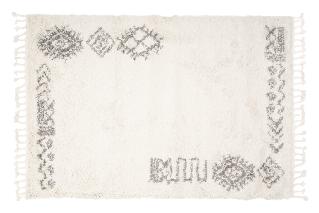 Alfombra Boho con Borlas Crema Étnico Shaggy