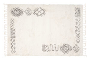 Alfombra Boho con Borlas Crema Étnico Shaggy