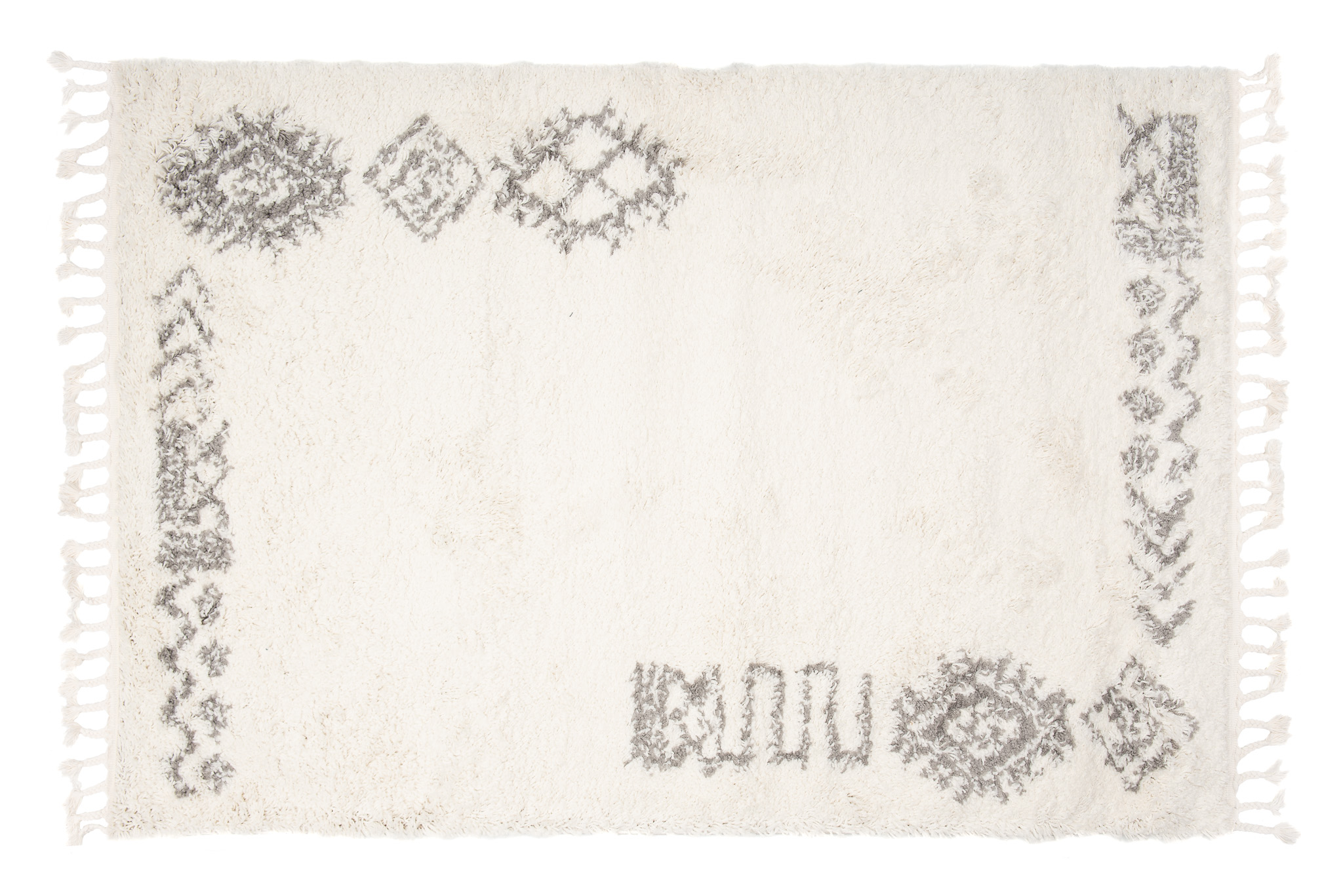 Alfombra Boho con Borlas Crema Étnico Shaggy