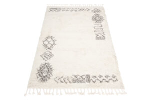 Alfombra Boho con Borlas Crema Étnico Shaggy