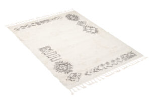 Alfombra Boho con Borlas Crema Étnico Shaggy