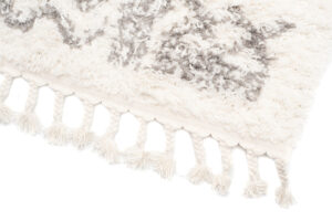 Alfombra Boho con Borlas Crema Étnico Shaggy