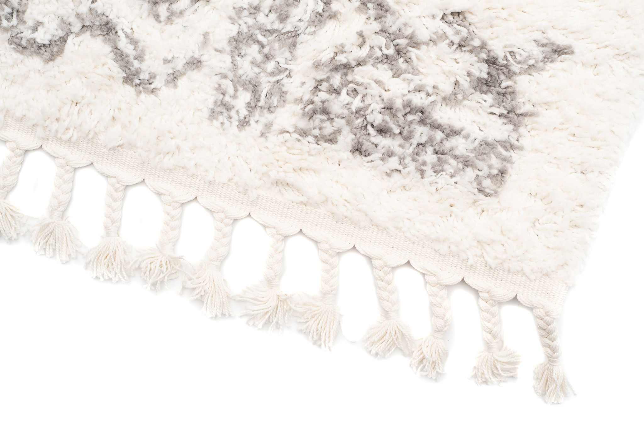 Alfombra Boho con Borlas Crema Étnico Shaggy