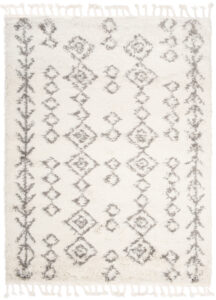 Alfombra Boho con Borlas Crema Geométrico Shaggy