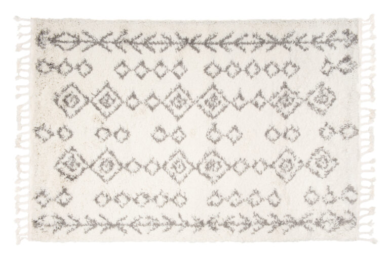 Alfombra Boho con Borlas Crema Geométrico Shaggy