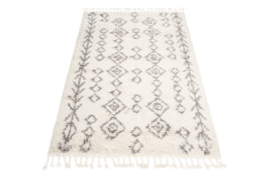 Alfombra Boho con Borlas Crema Geométrico Shaggy