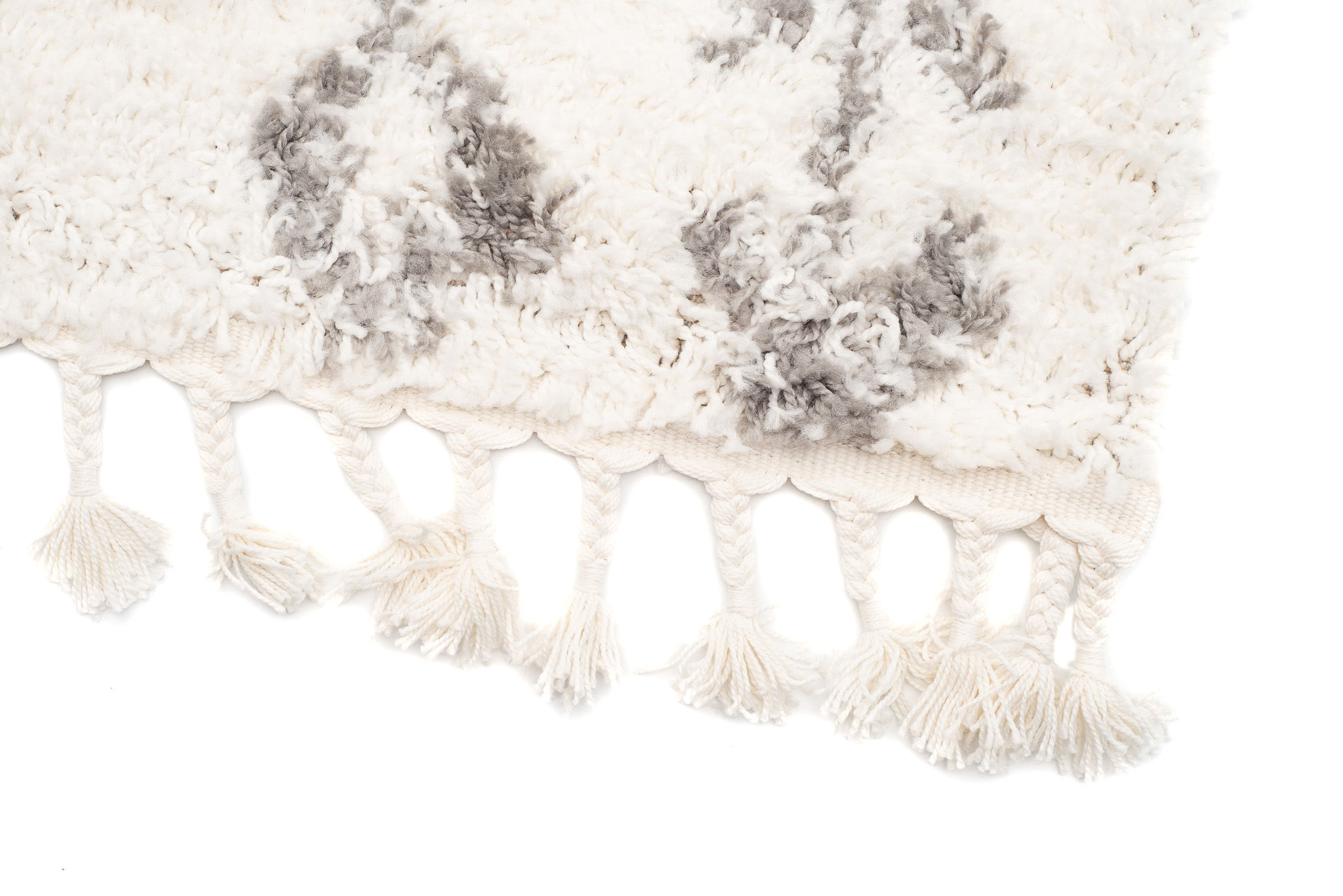 Alfombra Boho con Borlas Crema Geométrico Shaggy