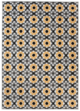 Alfombra Maya Gris Amarillo Floral Mosaico