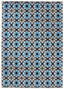 Alfombra Maya Gris Azul Floral Mosaico