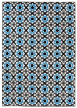 Alfombra Maya Gris Azul Floral Mosaico