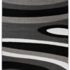 Alfombra Maya Gris Negro Abstracto Ondas