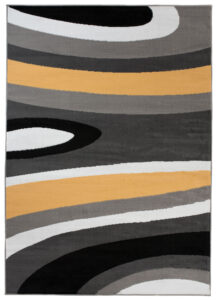 Alfombra Maya Gris Amarillo Abstracto Ondas