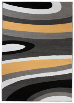 Alfombra Maya Gris Amarillo Abstracto Ondas