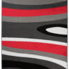 Alfombra Maya Gris Rojo Abstracto Ondas