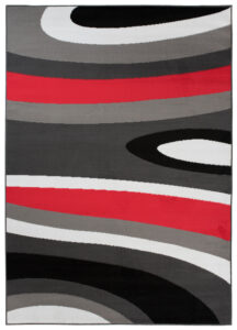 Alfombra Maya Gris Rojo Abstracto Ondas