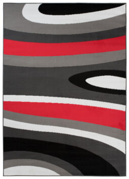 Alfombra Maya Gris Rojo Abstracto Ondas