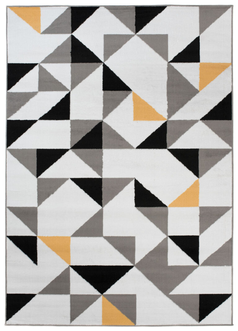 Alfombra Maya Blanco Amarillo Triángulos