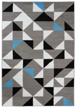 Alfombra Maya Gris Azul Triángulos