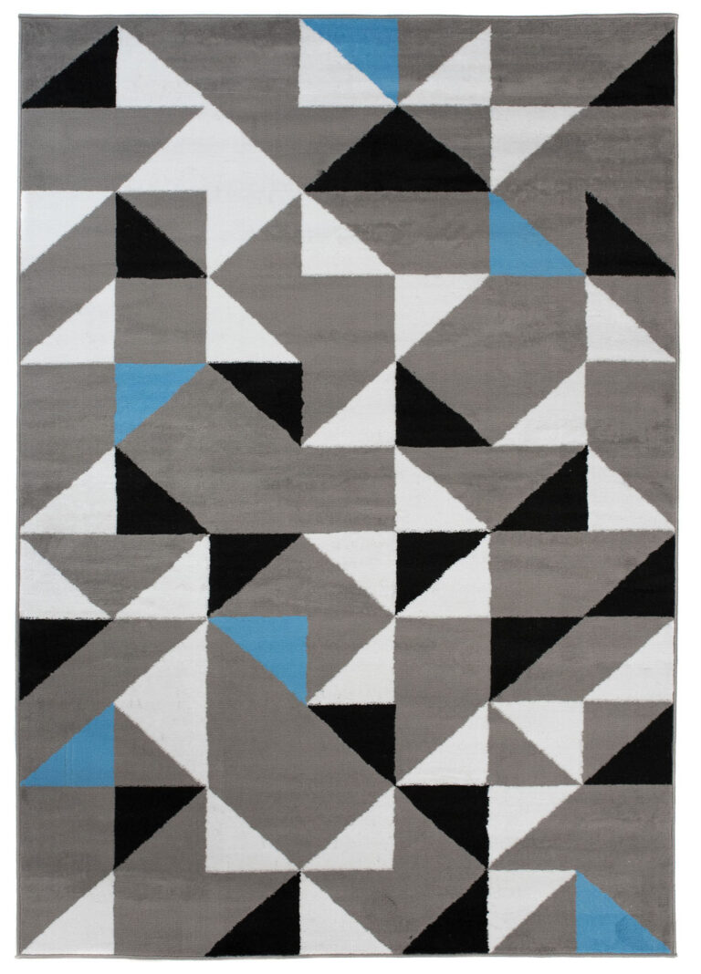 Alfombra Maya Gris Azul Triángulos