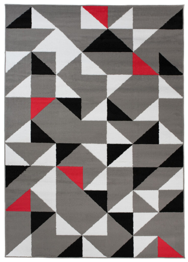 Alfombra Maya Gris Rojo Triángulos