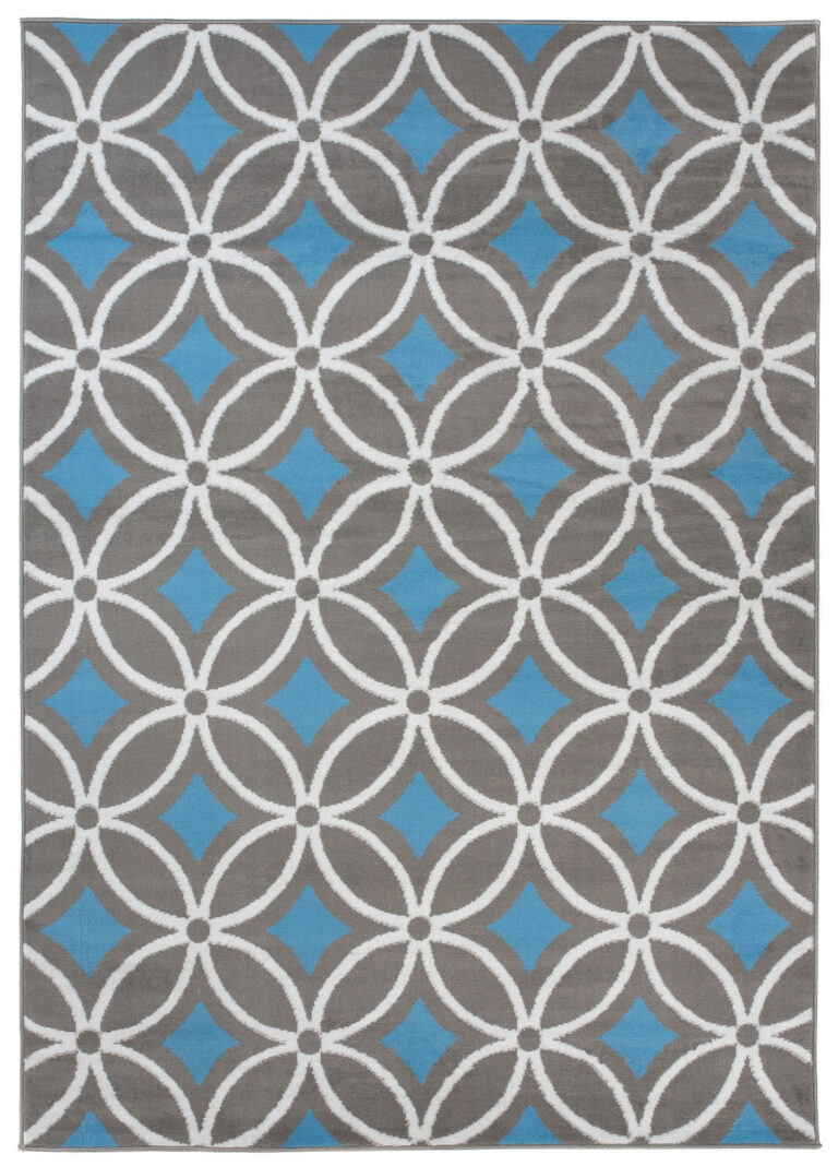 Alfombra Maya Gris Azul Geométrico Mosaico